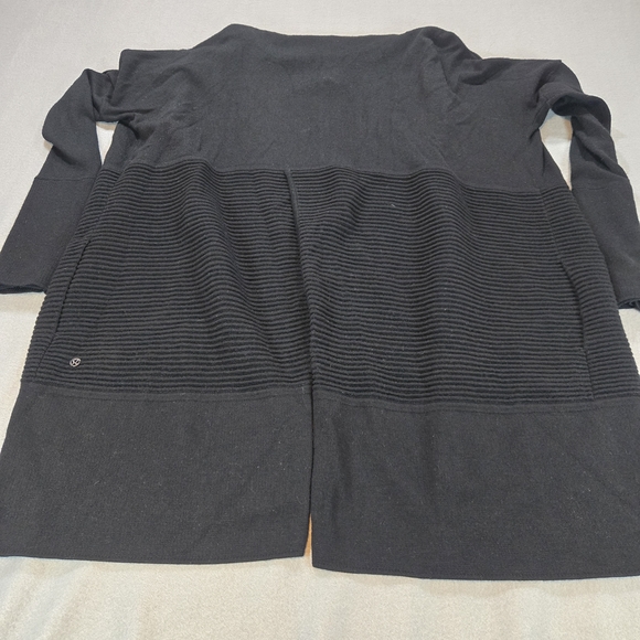 Lululemon Black Merino Wool Open Front Cardigan Ribbed Women’s Size 6 - Picture 4 of 6
